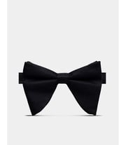 Black Spun Silk Large Bow Tie – Ready Tied