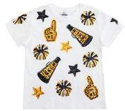 Belle Cher Sequin Black + Gold Game Day Tee