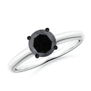 Round Enhanced Black Diamond Solitaire Engagement Ring