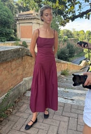 Karita Dress Bordeaux Cotton Poplin