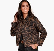 Brushed Leopard-Print Bomber
