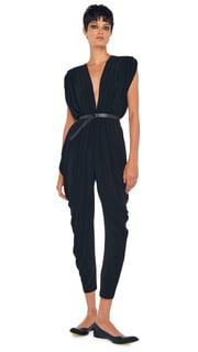SQUARE SLEEVE WATERFALL JUMPSUIT