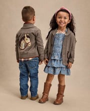 Kids Embroidered Horse Cardigan - Highland Hills - Brown