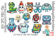 Cute School Clipart Bundle PNG | Kawaii Teacher Designs | Classroom Sublimation Designs | Designs for Stickers or DTF Printing | School PNG