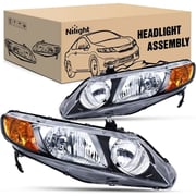 2006 2007 2008 2009 2010 2011 Honda Civic Headlight Assembly Black Case Amber Reflector