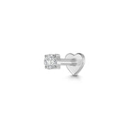 Diamonds by Laura Bond - 14k solid white gold single diamond flat back labret stud earring