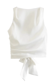 'Whitney' Satin Sleeveless Backless Vest Top (2 Colors)