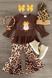 Brown Cheetah Turkey Bell Bottom Set