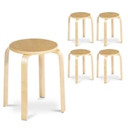 Costway Set of 4 Stackable Dining Stools Bentwood Round Chairs Kitchen Breakfast Seating