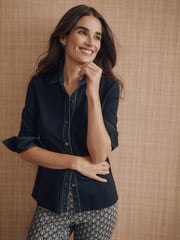 Winter_Navy Solid Joyann Shirt | Women's Tops | J.McLaughlin
