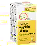 Signature Select/Care Aspirin Pain Relief 81mg NSAID Low Dose Enteric Coated Tablet - 32 Count