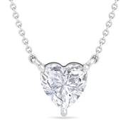 1 Carat Heart Shape Lab Grown Diamond Solitaire Necklace In 14 Karat White Gold (G-H, VS2)