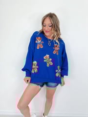 Bear-y Patriotic Sequin Sweatshirt - Blue