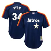 Youth Houston Astros Nolan Ryan Mitchell & Ness Navy Cooperstown Collection Mesh Batting Practice Jersey