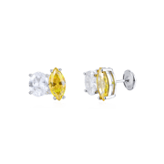 Moissanite Toi et Moi Stud Earrings – Oval & Marquise