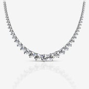 Three-Prong Graduated Lab Grown Diamond Tennis Necklace 14kt White Gold