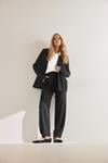 LTS Tall Black Pleated Barrel Leg Trousers