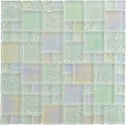 Bahama Exuma White Mix Glossy and Iridescent Glass Tile
