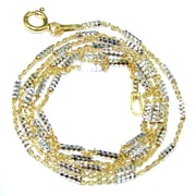 Tube two tones design 14K Gold over  Sterling Silver Chain 20'' long, 3 mm wide