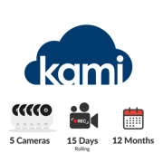 Kami Cloud - 5 cameras - 15 days rolling - 12 months