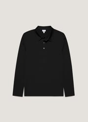 Men's Long Sleeve Classic Jersey Polo Shirt in Black