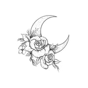 Crescent Moon & Flowers