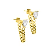 Adornia Women's14k Gold Plated Chain And Crystal Heart Wrap Around Earrings