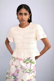 Laura Crochet Cardigan Cream