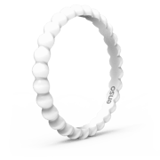 Beaded Stackable Silicone Ring - White
