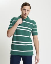 Mixed Stripe Polo in Fraser Green
