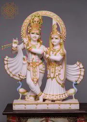 36" Large Radha Krishna Statue | Handmade | White Marble Radha Krishna Murti | Radha Krishna Moorti | Radha Krishna Idol | Lord Radha Krishna Statue