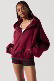 Zip Cloud Hoodie - Crimson