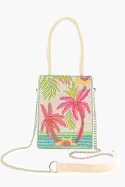 Palm Paradise Beaded Crossbody Bag