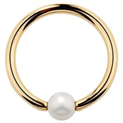 Cultured Pearl 14K Gold Captive Bead Ring