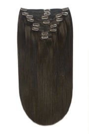 Dark Brown (#3) Full Head Clip In Hair Extensions