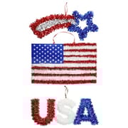 Patriotic Red, White, and Blue Tinsel Wall Decorations