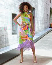 Cabo Leaves Print Fringe Skirt Green