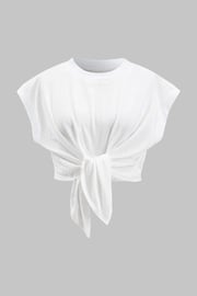 Plus Size Ruched Tie Front Short Sleeve T-Shirt