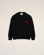 Black Wool  Ami De Coeur Crewneck Sweater