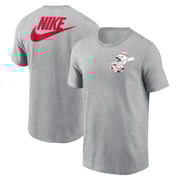 Men's Cincinnati Reds Nike Heather Gray Cooperstown Collection Large Logo 2-Hit T-Shirt
