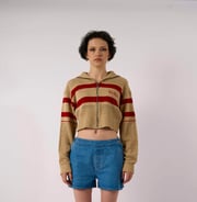 Kickers Crop Striped Knit Hoodie