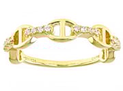 White Cubic Zirconia 18k Yellow Gold Over Sterling Silver Ring 0.19ctw