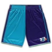 Men's Charlotte Hornets Mitchell & Ness Teal/Purple Big & Tall Hardwood Classics Split Swingman Shorts