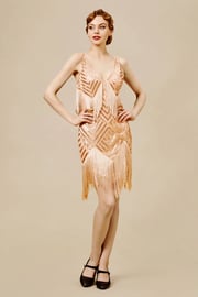 Beaded Sequin V-Neck Slip Dress