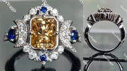 Doveggs radiant champagne moon star moissanite engagement ring