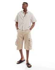 Bershka baggy cargo shorts in ecru