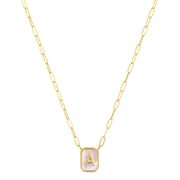 New! Mother of Pearl Paperclip Initial Necklace