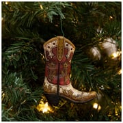 Red & White Cowboy Boot Ornament