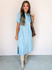 Charleston Charm Button Front Midi Dress