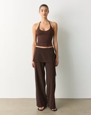 Tie Detail Tailored Skirt Pant